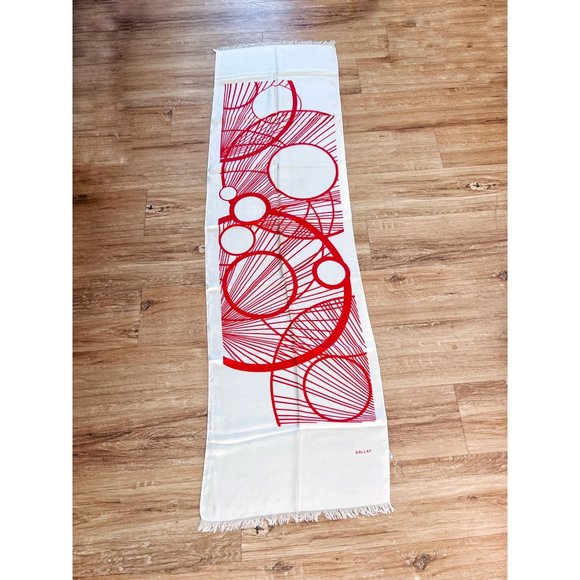 Vintage French Designer Red Silk Concentric Circle Scarf Modernist Graphic - Picture 2 of 5